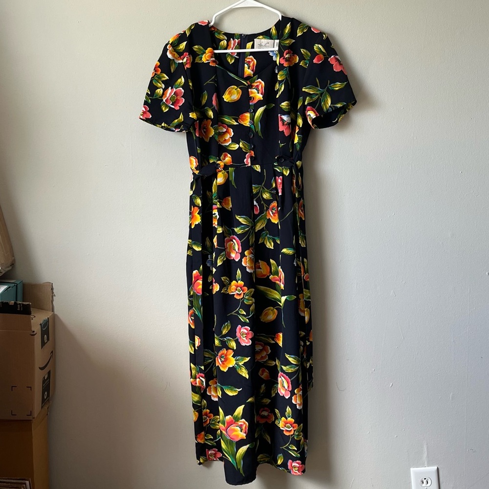 Vintage Kathie Lee Collection floral dress size 8